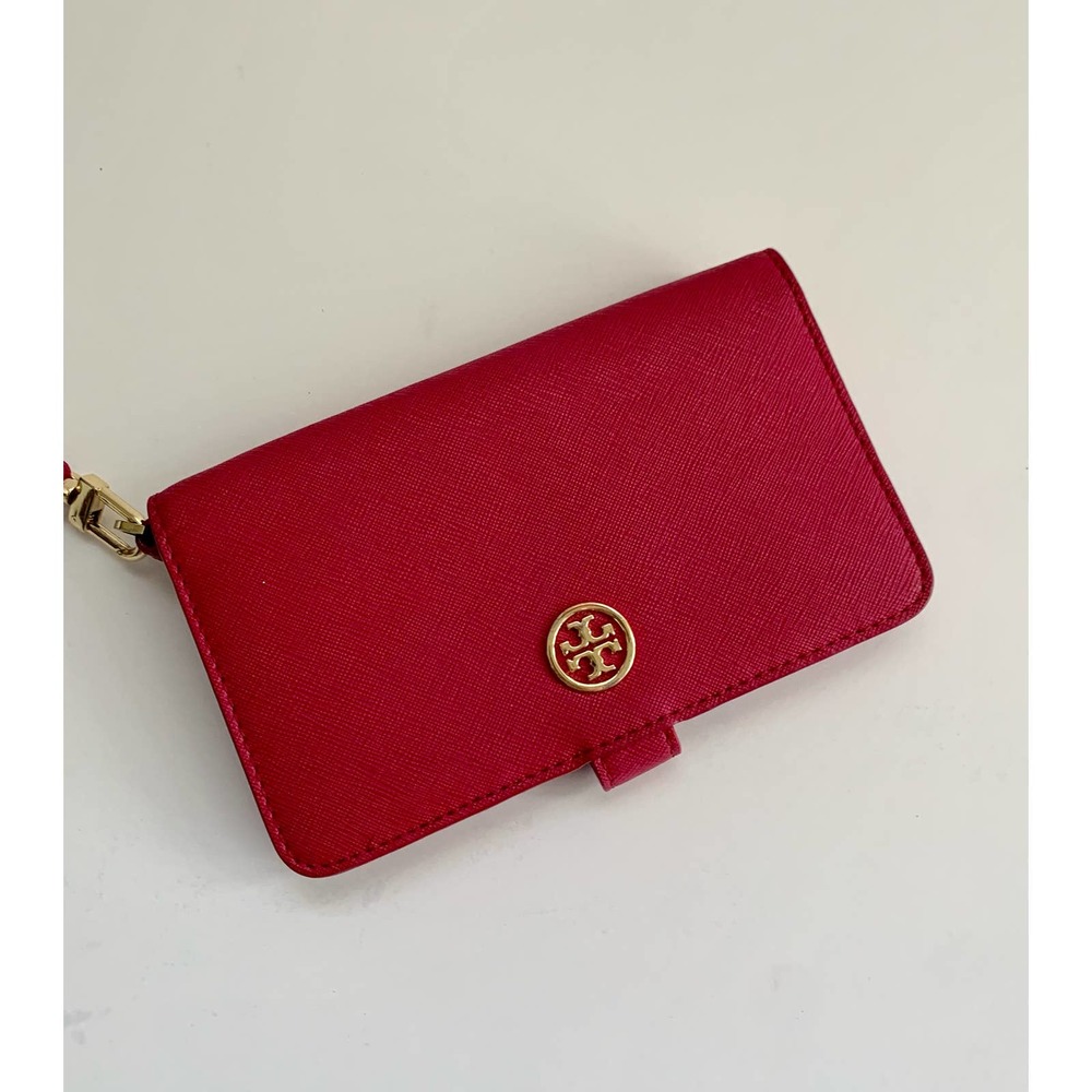 Tory Burch Wallet Wristlet Leather Fucshia Pink